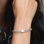 Pave Cuban Bracelet | White Gold - Eliza-Warszawa