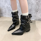 Pointed toe chunky heel retro Martin boots - Eliza-Warszawa