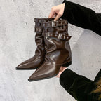 Pointed toe chunky heel retro Martin boots - Eliza-Warszawa