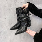 Pointed toe chunky heel retro Martin boots - Eliza-Warszawa
