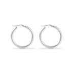 Polished Silver Classic Hoop Earrings - Eliza-Warszawa