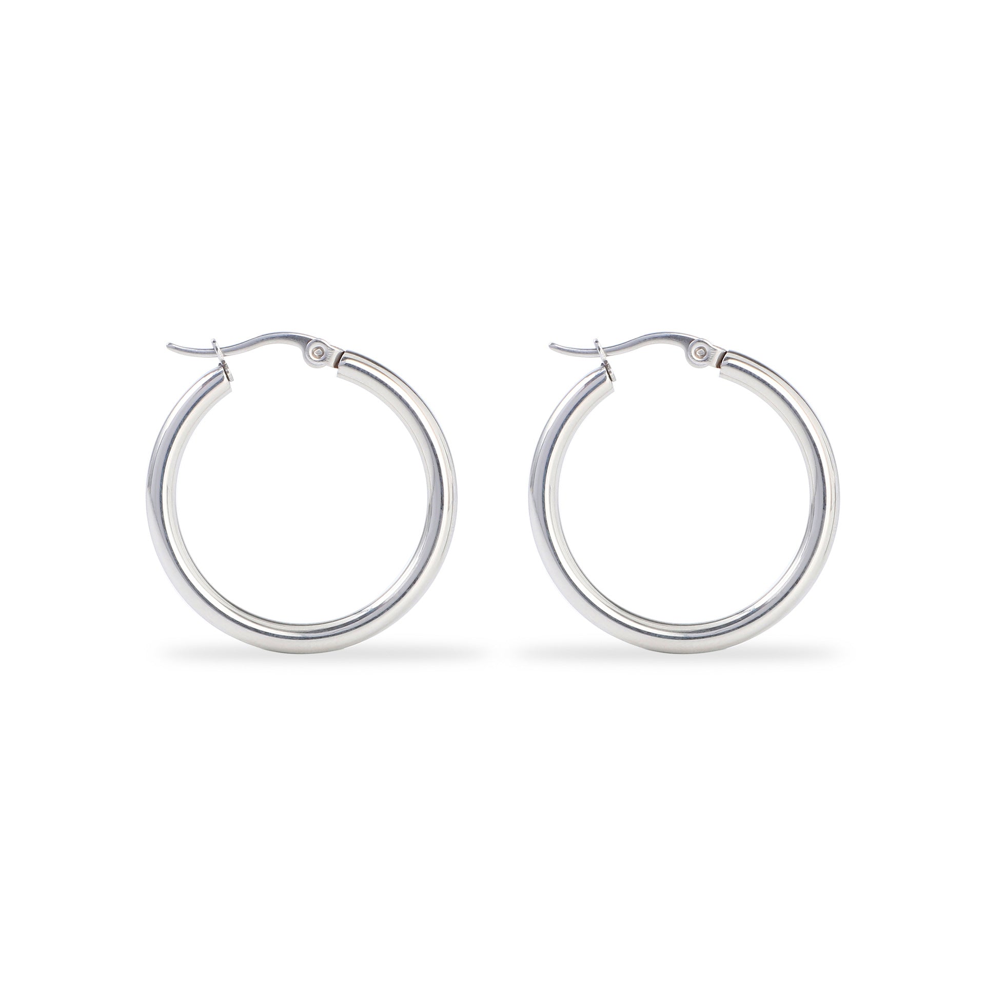 Polished Silver Classic Hoop Earrings - Eliza-Warszawa