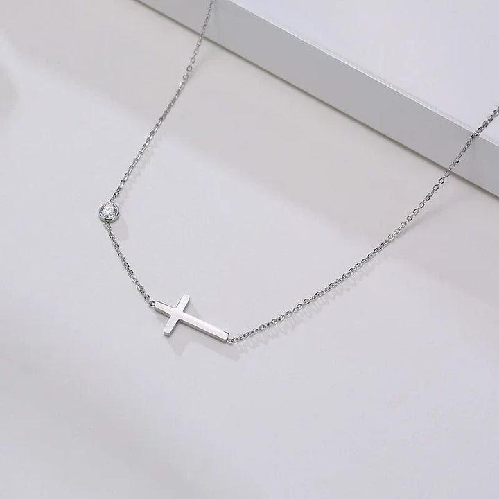 Radiant Sideways Cross Necklace
