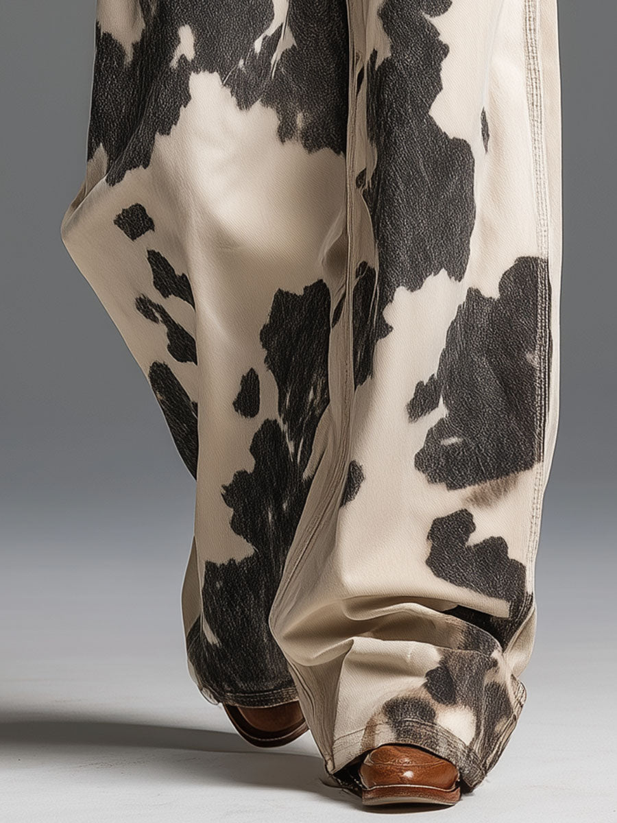 Retro And Fashionable Western Style Cow Pattern Pants - Eliza-Warszawa