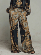 Maple | Retro Baroque Print Deep V-Neck Relaxed Fit Set - Eliza-Warszawa