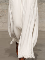 Retro Casual White Elastic Waist Wide-leg Pants - Eliza-Warszawa