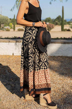 Retro Print Ruched Midi Skirt - Eliza-Warszawa