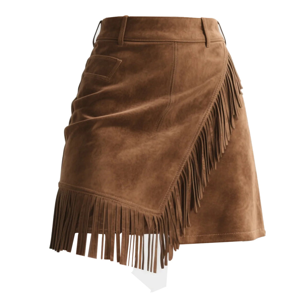 Retro Western Suede Short Skirt