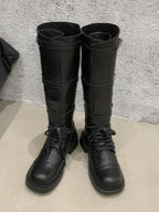 Retro distressed British square toe lace-up Martin boots - Eliza-Warszawa