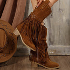 Retro tassel rivet belt knight boots - Eliza-Warszawa