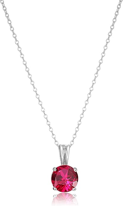 Round Cut Ruby Necklace | White Gold - Eliza-Warszawa