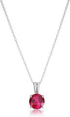 Round Cut Ruby Necklace | White Gold - Eliza-Warszawa