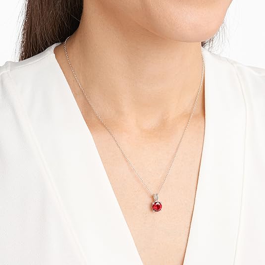 Round Cut Ruby Necklace | White Gold - Eliza-Warszawa