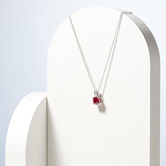 Round Cut Ruby Necklace | White Gold - Eliza-Warszawa