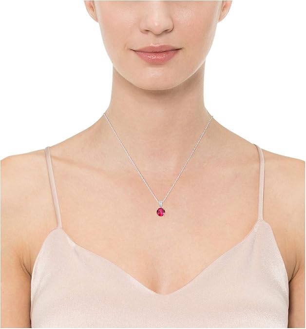 Round Cut Ruby Necklace | White Gold - Eliza-Warszawa
