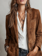 Roxy Retro Jacket | Eco-Friendly Suede, Vintage Design - Eliza-Warszawa