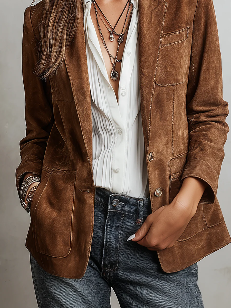 Roxy Retro Jacket | Eco-Friendly Suede, Vintage Design
