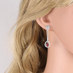 Ruby Halo Necklace and Earrings Set | White Gold - Eliza-Warszawa