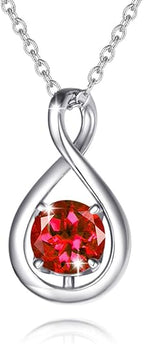 Ruby Infinity Pendant Necklace | White Gold - Eliza-Warszawa