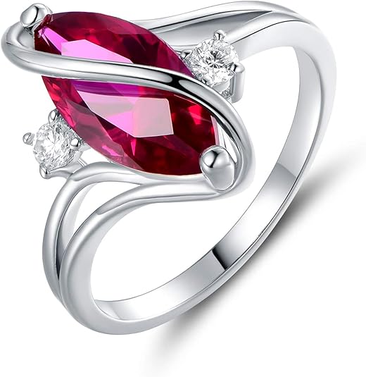 Ruby Marquise Ring | White Gold - Eliza-Warszawa