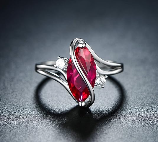 Ruby Marquise Ring | White Gold - Eliza-Warszawa