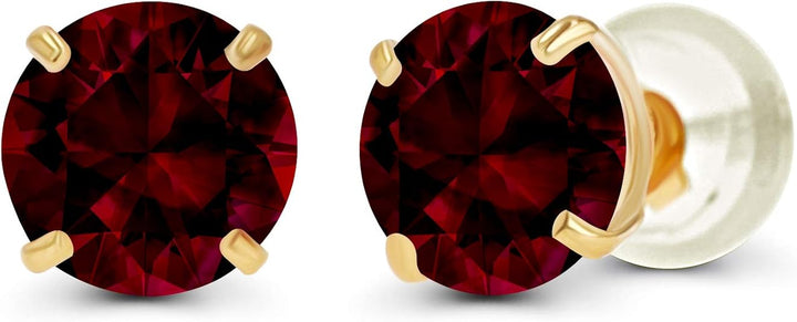 Ruby Round Stud Earrings | Gold - Eliza-Warszawa