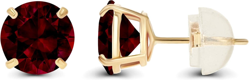 Ruby Round Stud Earrings | Gold - Eliza-Warszawa