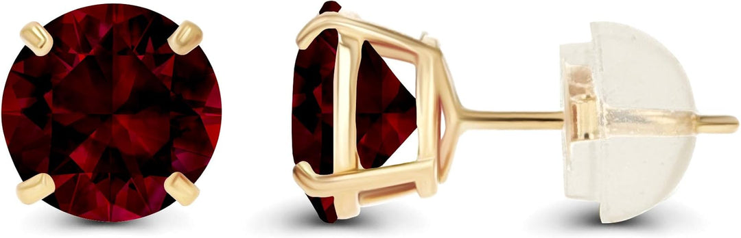 Ruby Round Stud Earrings | Gold - Eliza-Warszawa