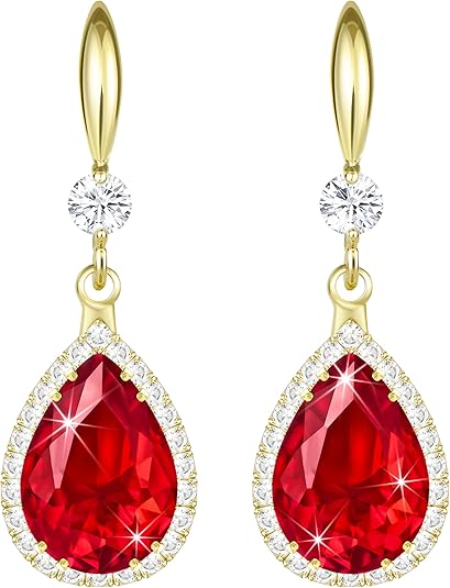 Ruby Teardrop Earrings | Gold - Eliza-Warszawa
