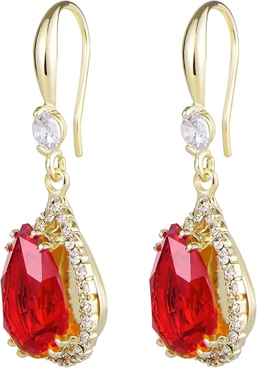 Ruby Teardrop Earrings | Gold - Eliza-Warszawa