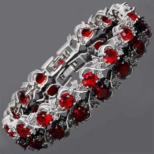 Ruby Vine Tennis Bracelet | White Gold - Eliza-Warszawa