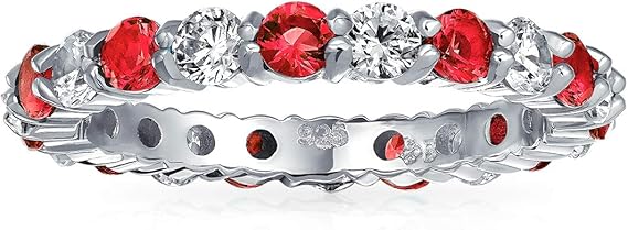 Ruby and White Stone Band Ring | White Gold - Eliza-Warszawa