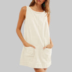 SADA™ - Chic Overall Round Neck A Line Mini Dress - Eliza-Warszawa