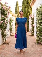 Seraphina™ | Elegant Pleated Maxi Dress with Twist Waist - Eliza-Warszawa