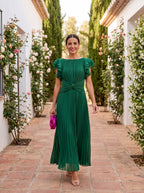 Seraphina™ | Elegant Pleated Maxi Dress with Twist Waist - Eliza-Warszawa