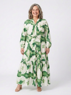 Sabine | Long Sleeve Maxi Dress with Tie Belt - Eliza-Warszawa