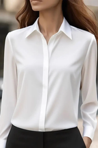Satin Lapel Long-sleeved Casual Shirt - Eliza-Warszawa
