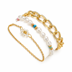 Set of Daisy Pearl Bracelets