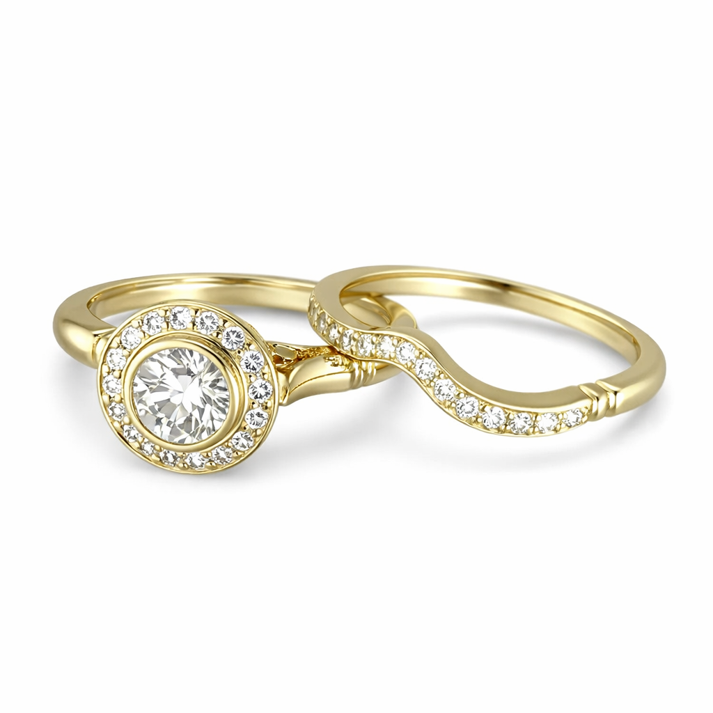 Set of Vintage Gold Rings with Zirconia - Eliza-Warszawa