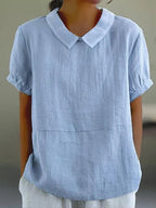 Short-sleeved Cotton Collared Shirt - Eliza-Warszawa