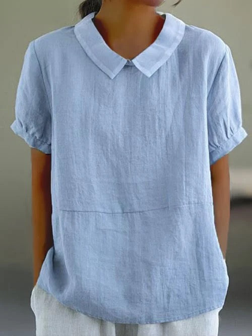 Short-sleeved Cotton Collared Shirt - Eliza-Warszawa