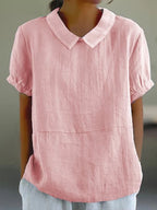 Short-sleeved Cotton Collared Shirt - Eliza-Warszawa
