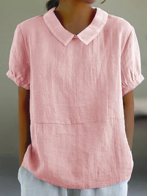 Short-sleeved Cotton Collared Shirt - Eliza-Warszawa