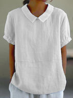 Short-sleeved Cotton Collared Shirt - Eliza-Warszawa