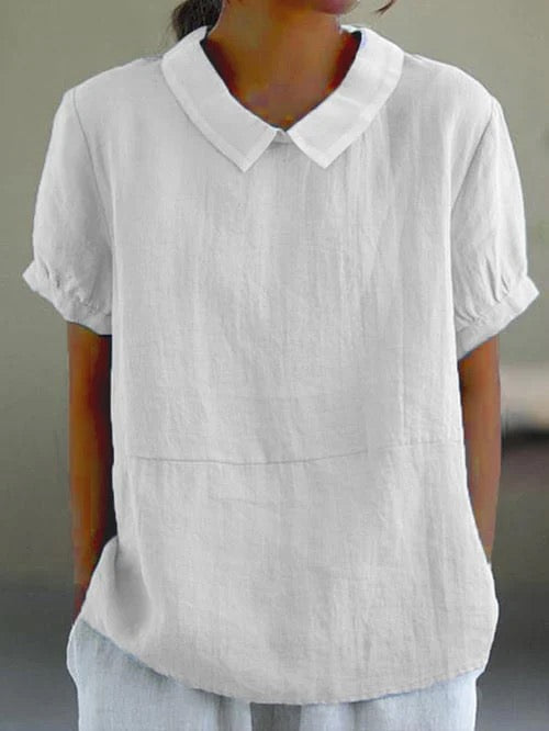 Short-sleeved Cotton Collared Shirt - Eliza-Warszawa