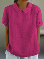 Short-sleeved Cotton Collared Shirt - Eliza-Warszawa