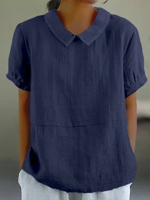 Short-sleeved Cotton Collared Shirt - Eliza-Warszawa