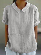 Short-sleeved Cotton Collared Shirt - Eliza-Warszawa