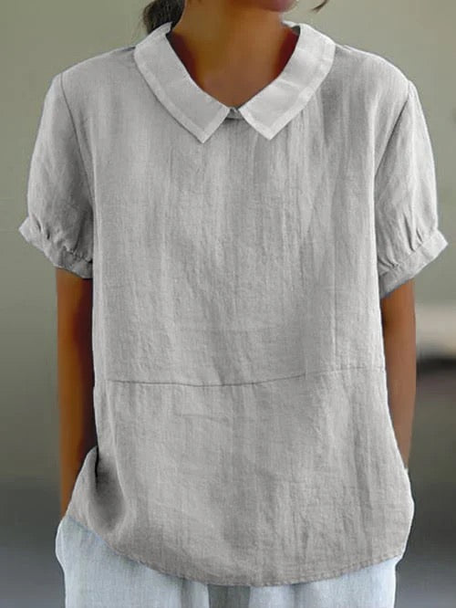 Short-sleeved Cotton Collared Shirt - Eliza-Warszawa