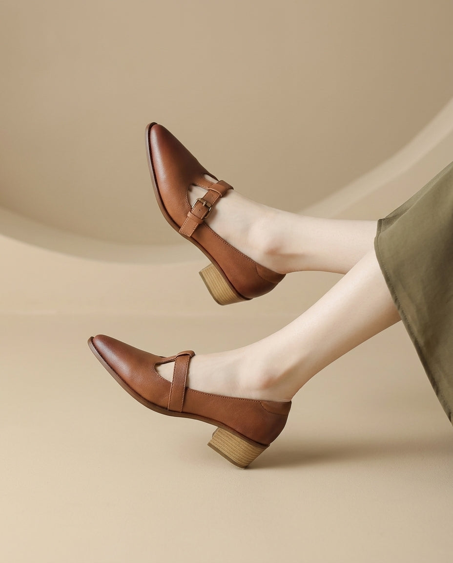 Sienna Leather Heels - Eliza-Warszawa